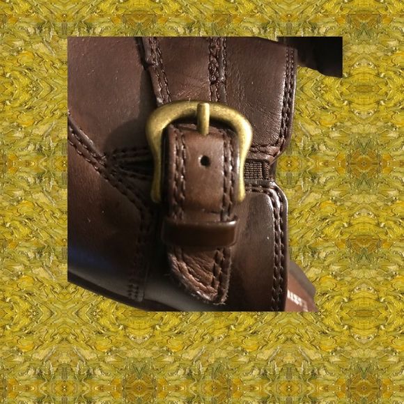 EARTH ORIGINS Mules Brown Leather Gold Buckle 2” Heel Size 8 - Picture 4 of 7